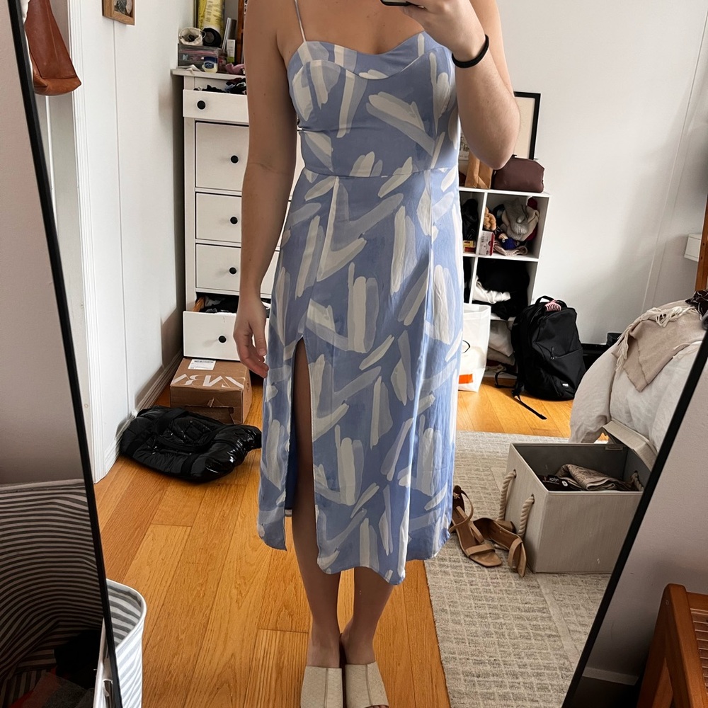 Abercrombie & Fitch Blue and Cream Midi Dress